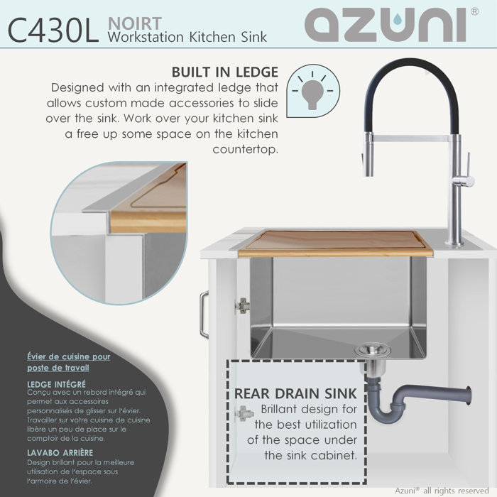 AZUNI Dropin 31 inch Stainless steel Single Bowl Kitchen Sink